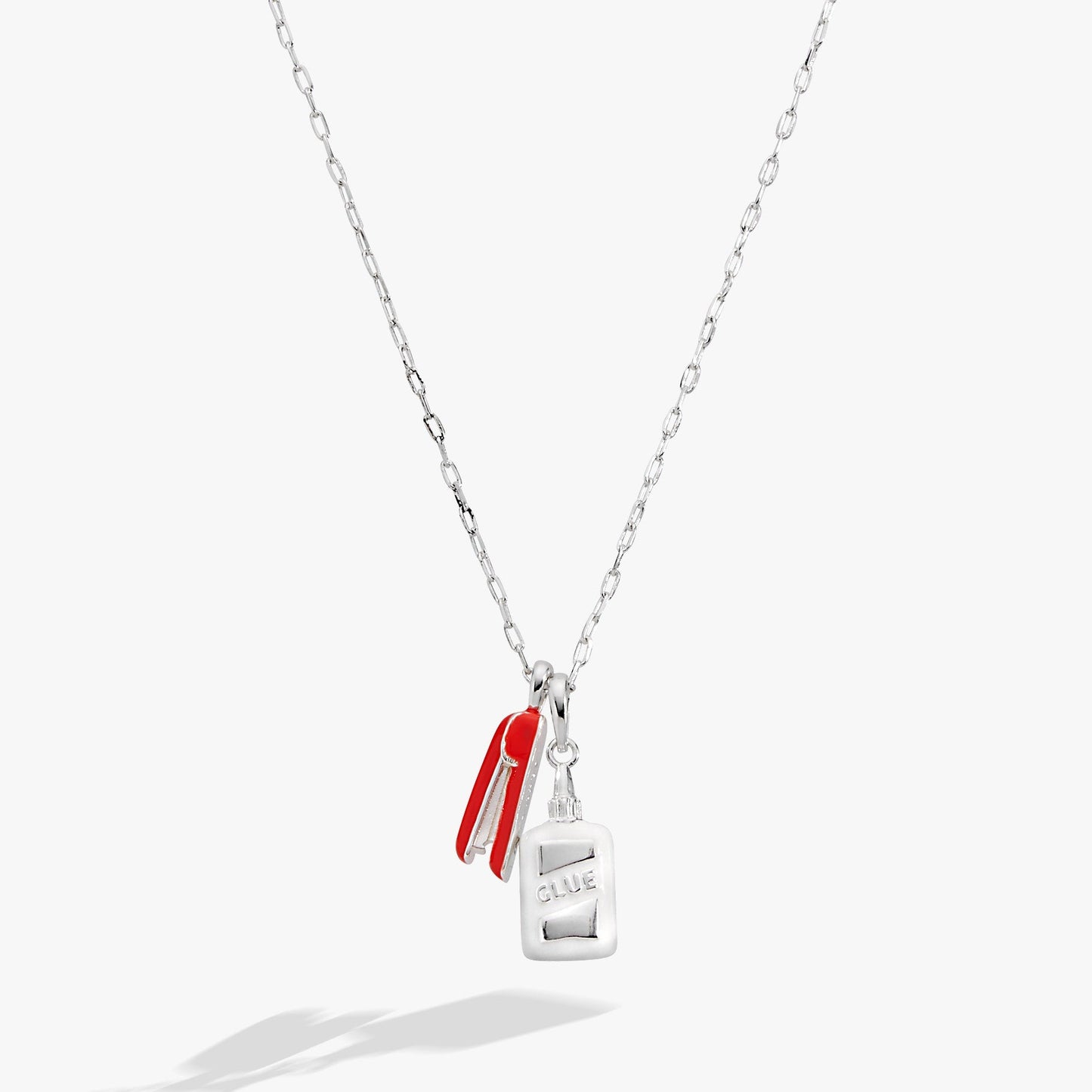 You Are The Glue Holding Us All Together' Glue & Stapler Charm Necklace
    
    
    
       Silver