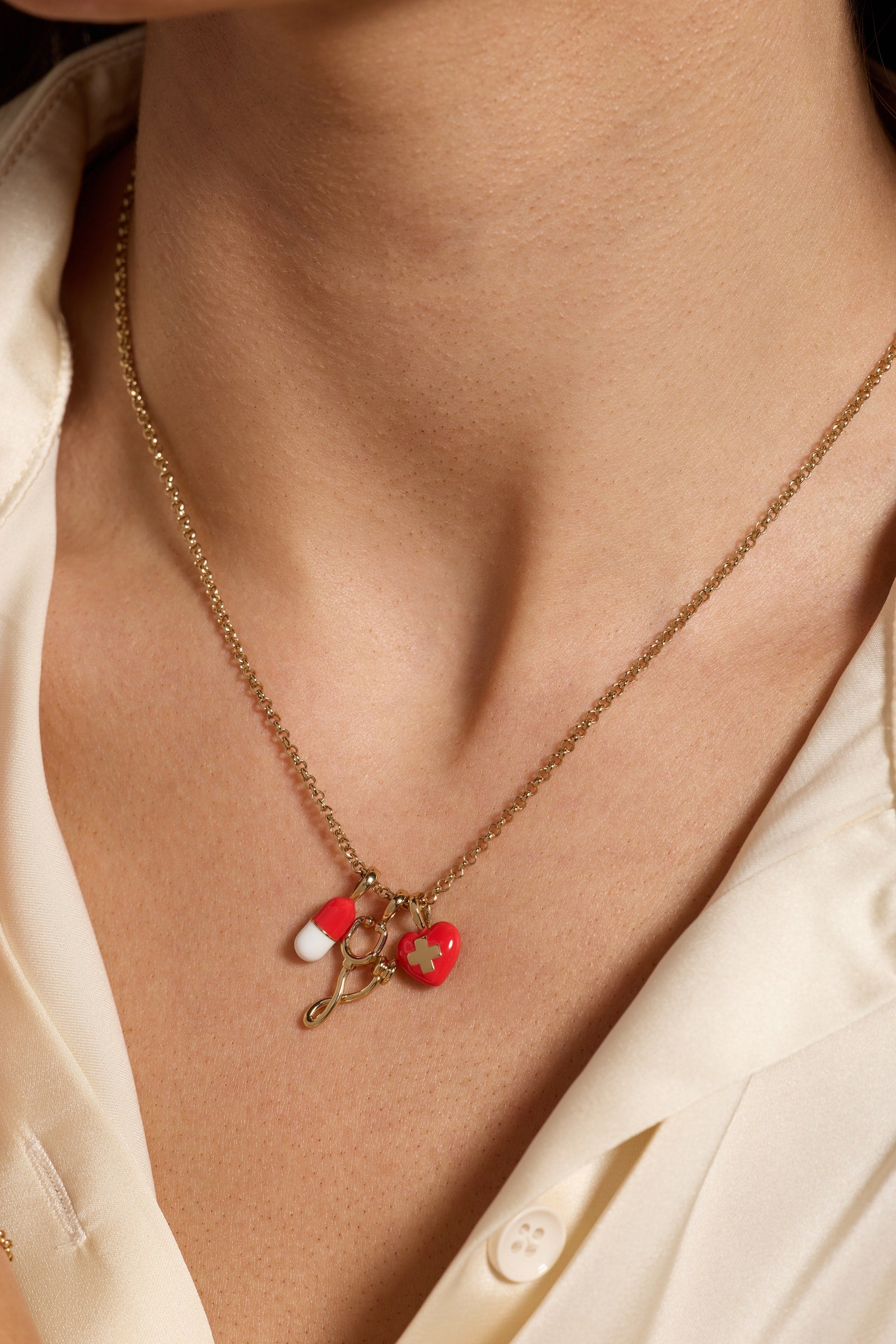 Unsung Hero' Healthcare Charm Necklace
    
    
    
       Gold