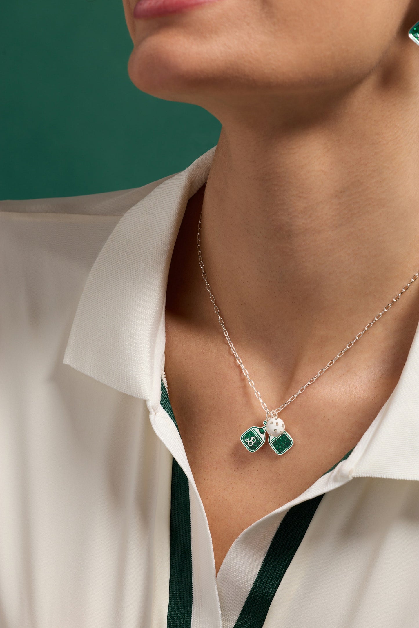 Barbie™ Pickleball Charm Pendant Silver