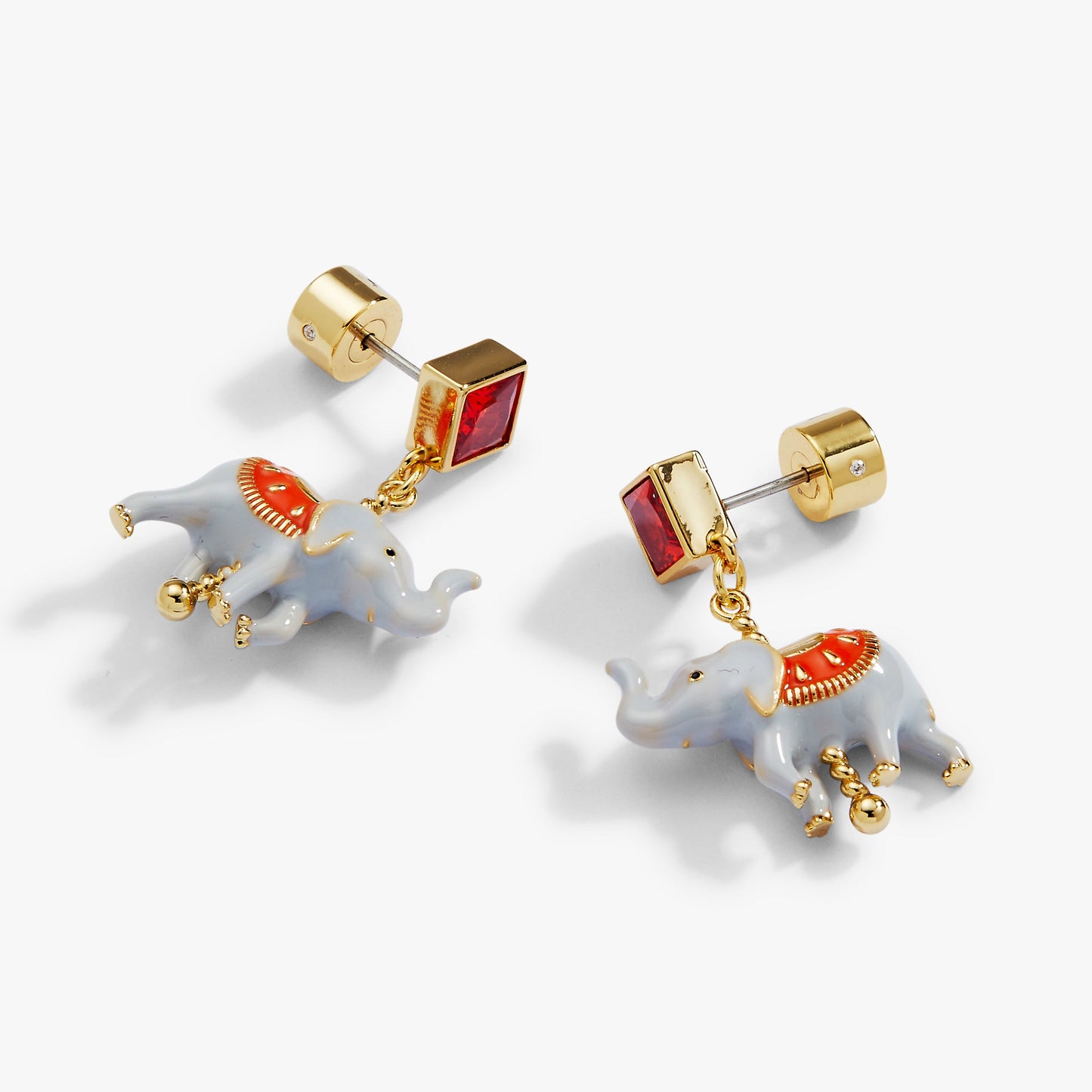 Carnival Carousel Elephant Drop Earrings Gold