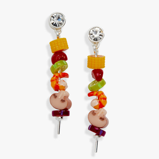Hot Grill Summer Skewer Drop Earrings Silver