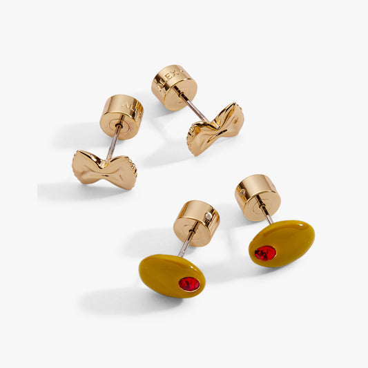 Pasta Girl Stud Earrings Set Of 2 Gold