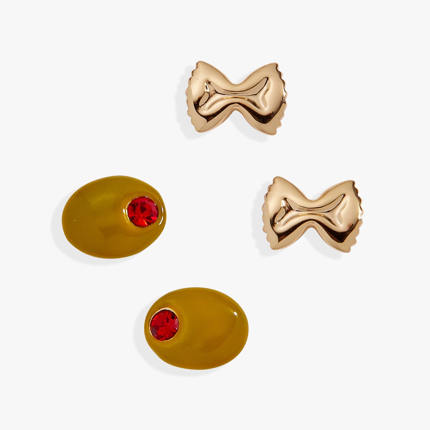 Pasta Girl Stud Earrings Set Of 2 Gold