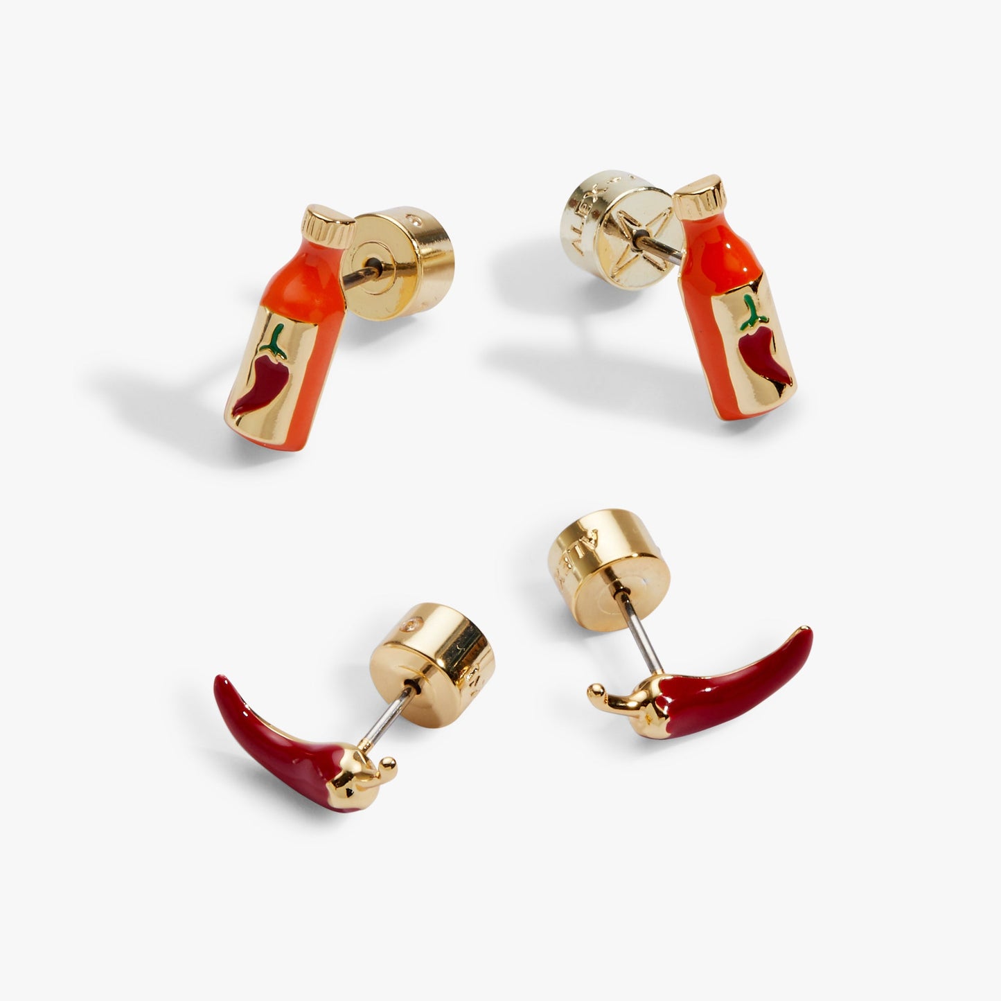 Taco Hot Sauce & Pepper Stud Set Gold