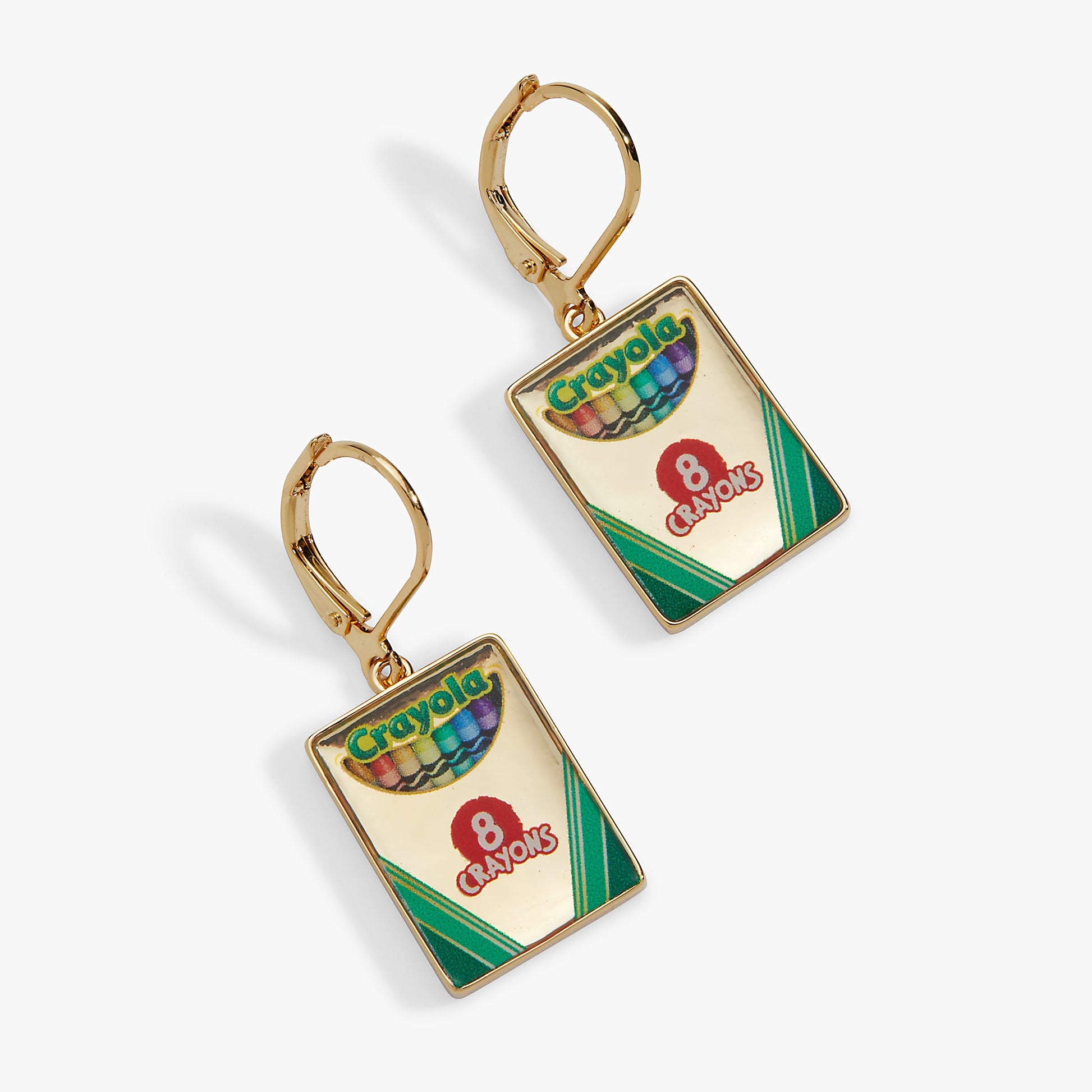 Crayola 'To Teach Is To Color A Life Forever' Crayon Box Earrings Gold