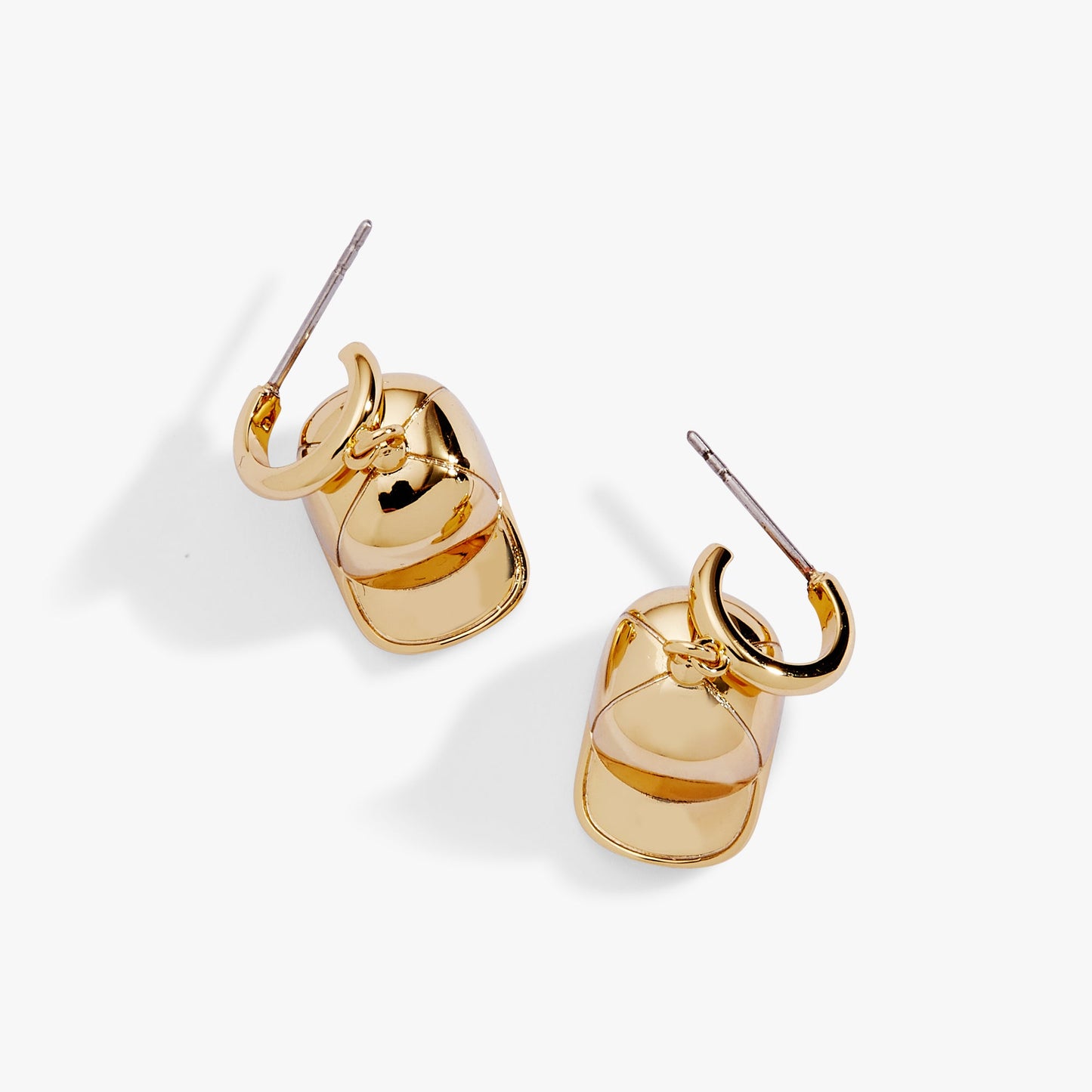 Baseball Cap Huggie Drop Earrings Gold