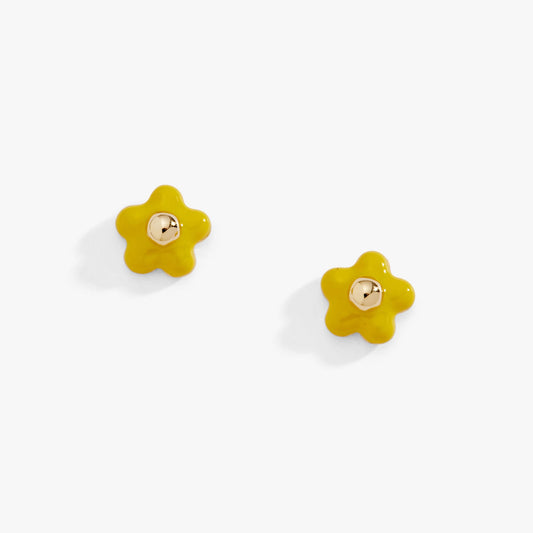 Enamel Buttercup Stud Earrings Gold