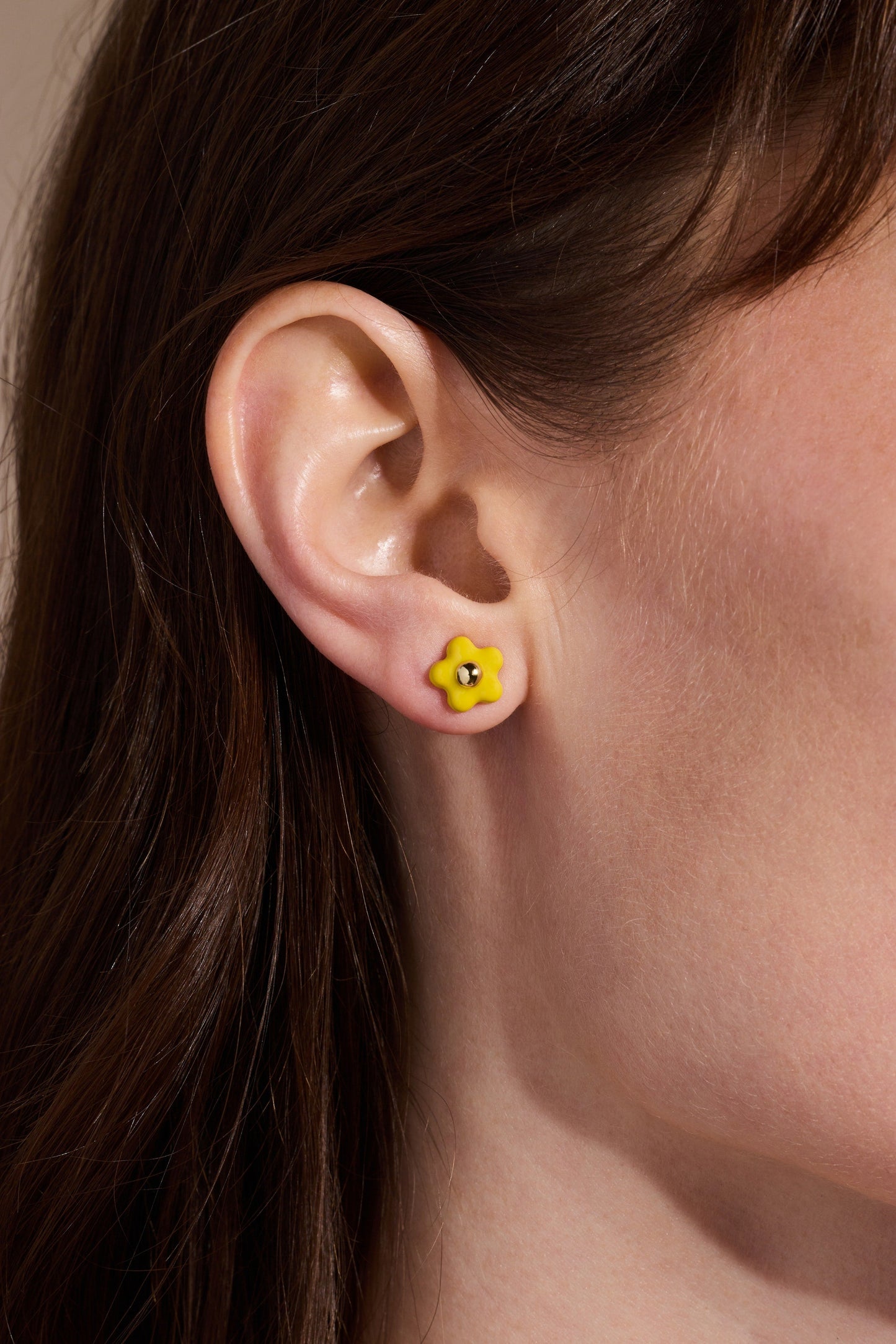 Enamel Buttercup Stud Earrings Gold