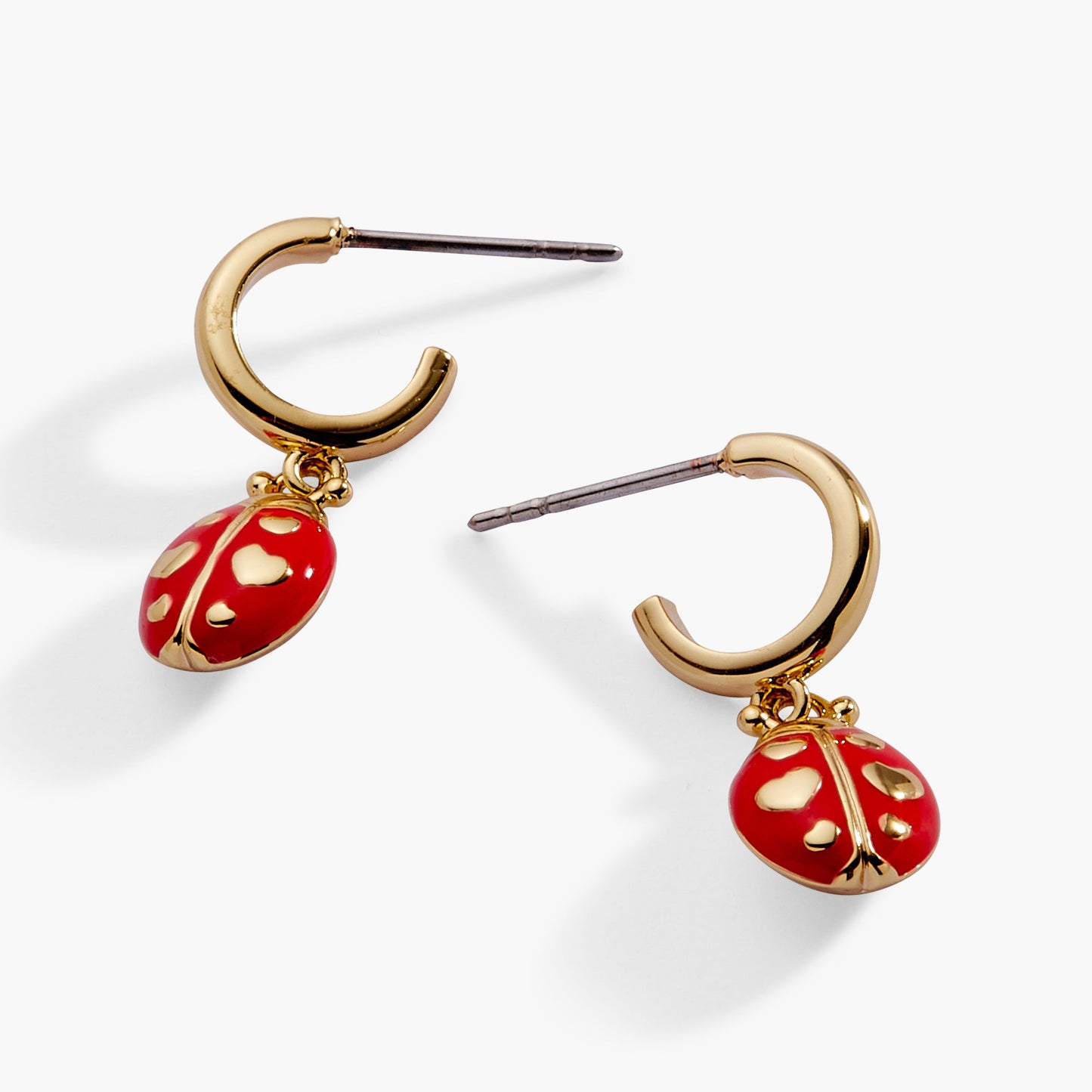 Ladybug Huggie Drop Earrings Gold