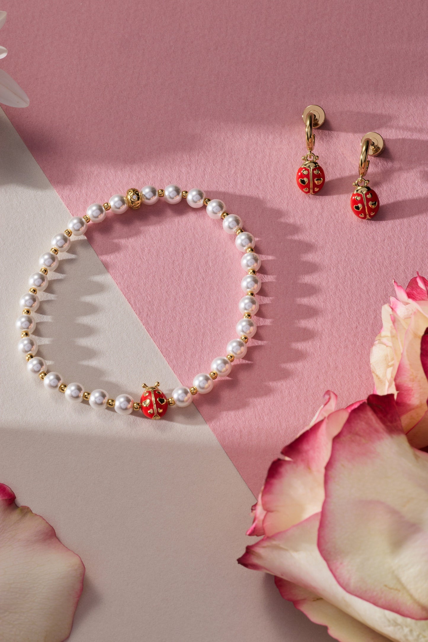 Ladybug Huggie Drop Earrings Gold