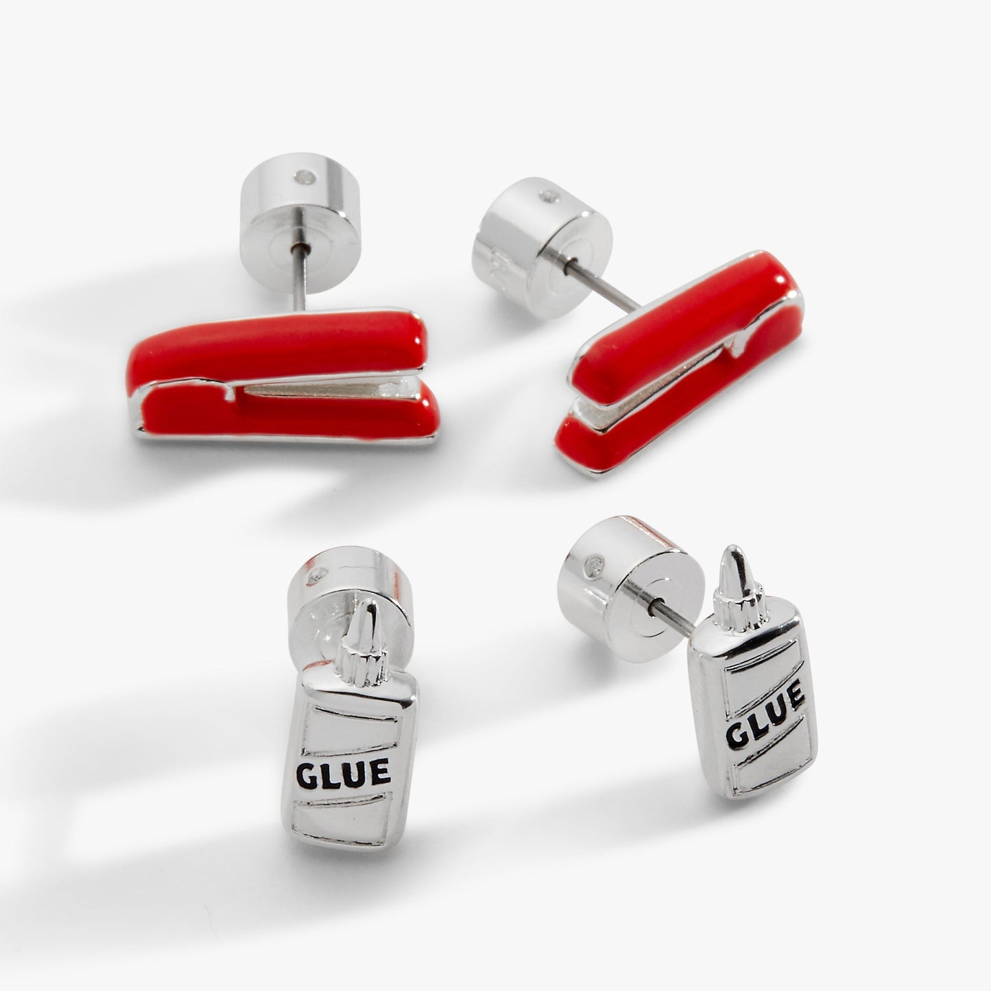 Holding Us All Together' Glue & Stapler Stud Earring Set
    
    
    
       Silver