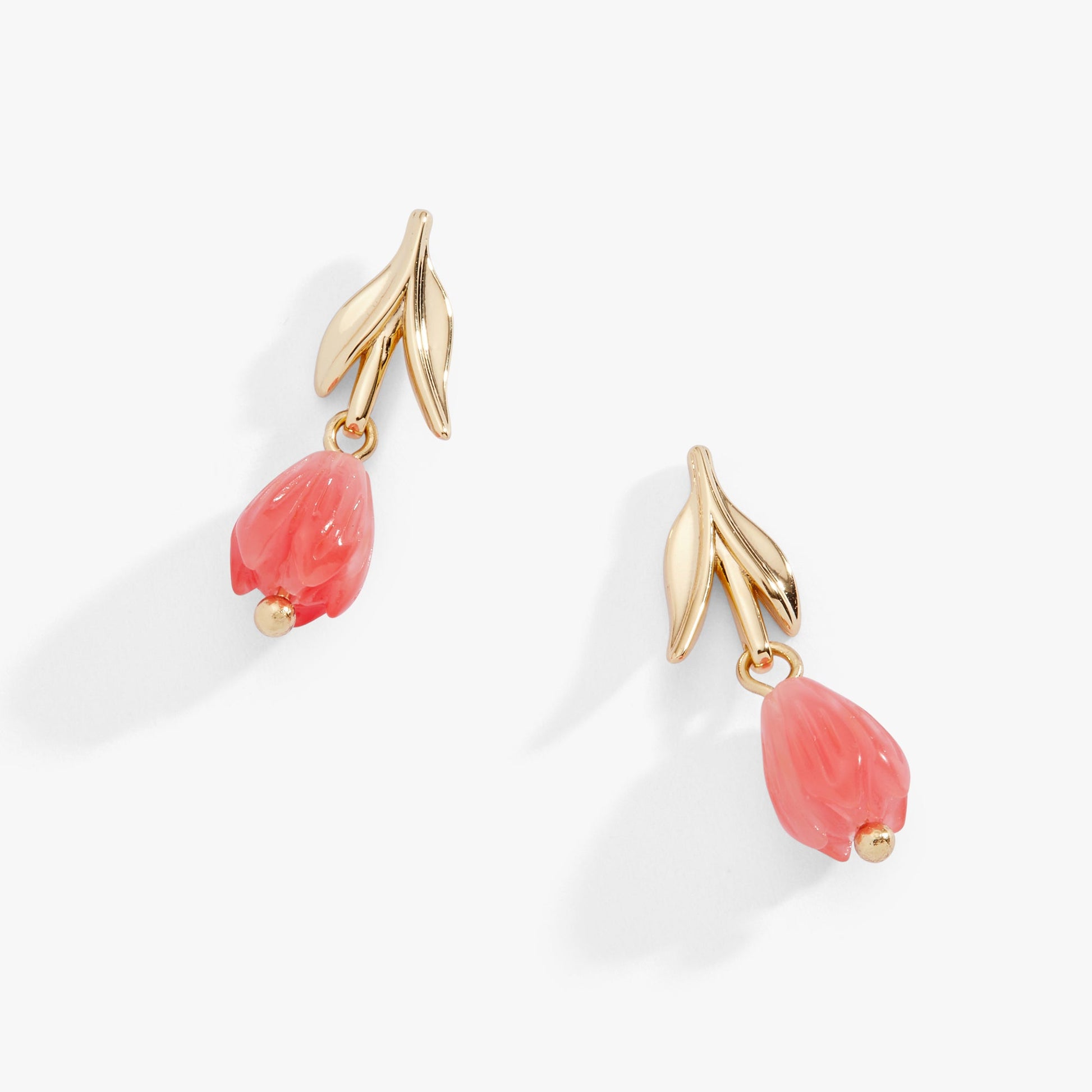 Tulip Cherry Quartz Earrings Gold