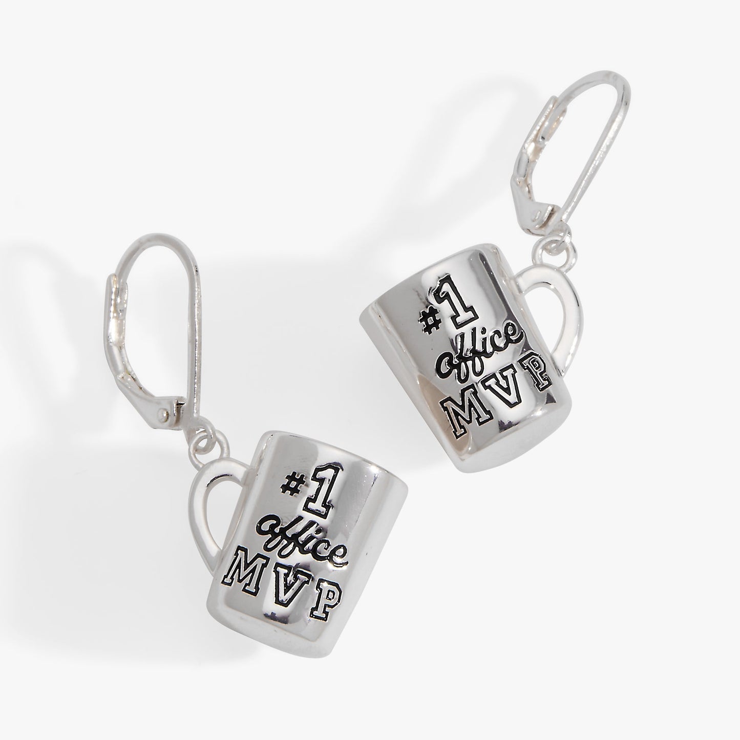 #1 'Office MVP' Mug Earrings Silver