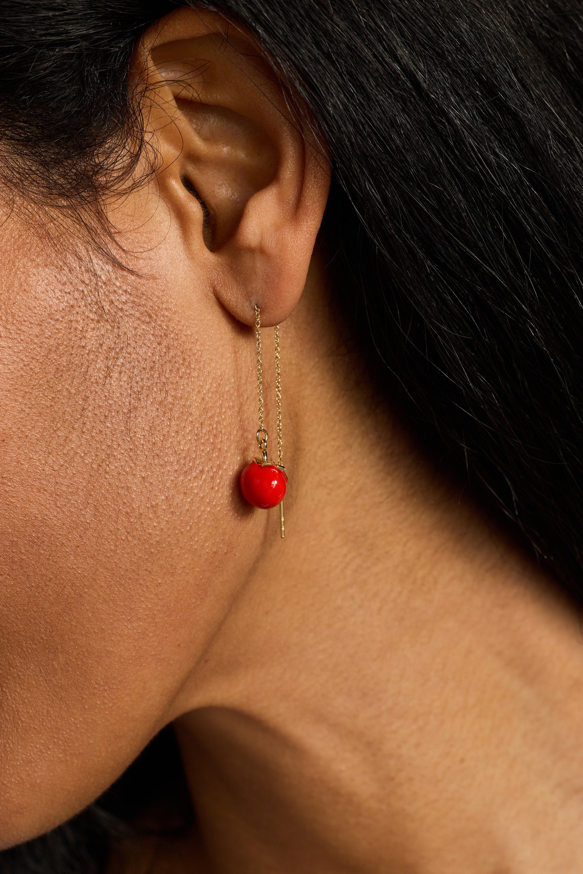 Farmers' Market Tomato Threader Earrings Gold