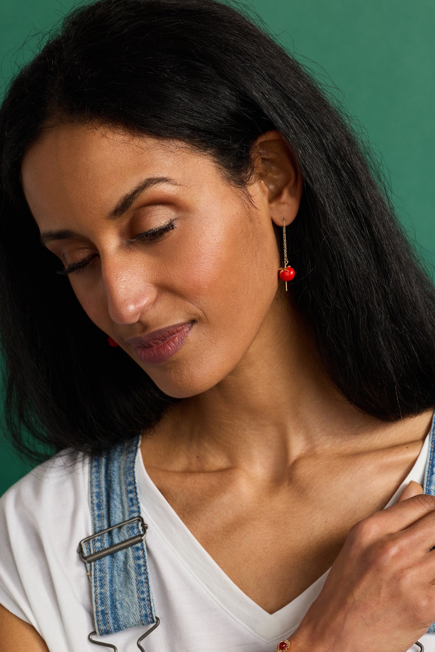 Farmers' Market Tomato Threader Earrings Gold