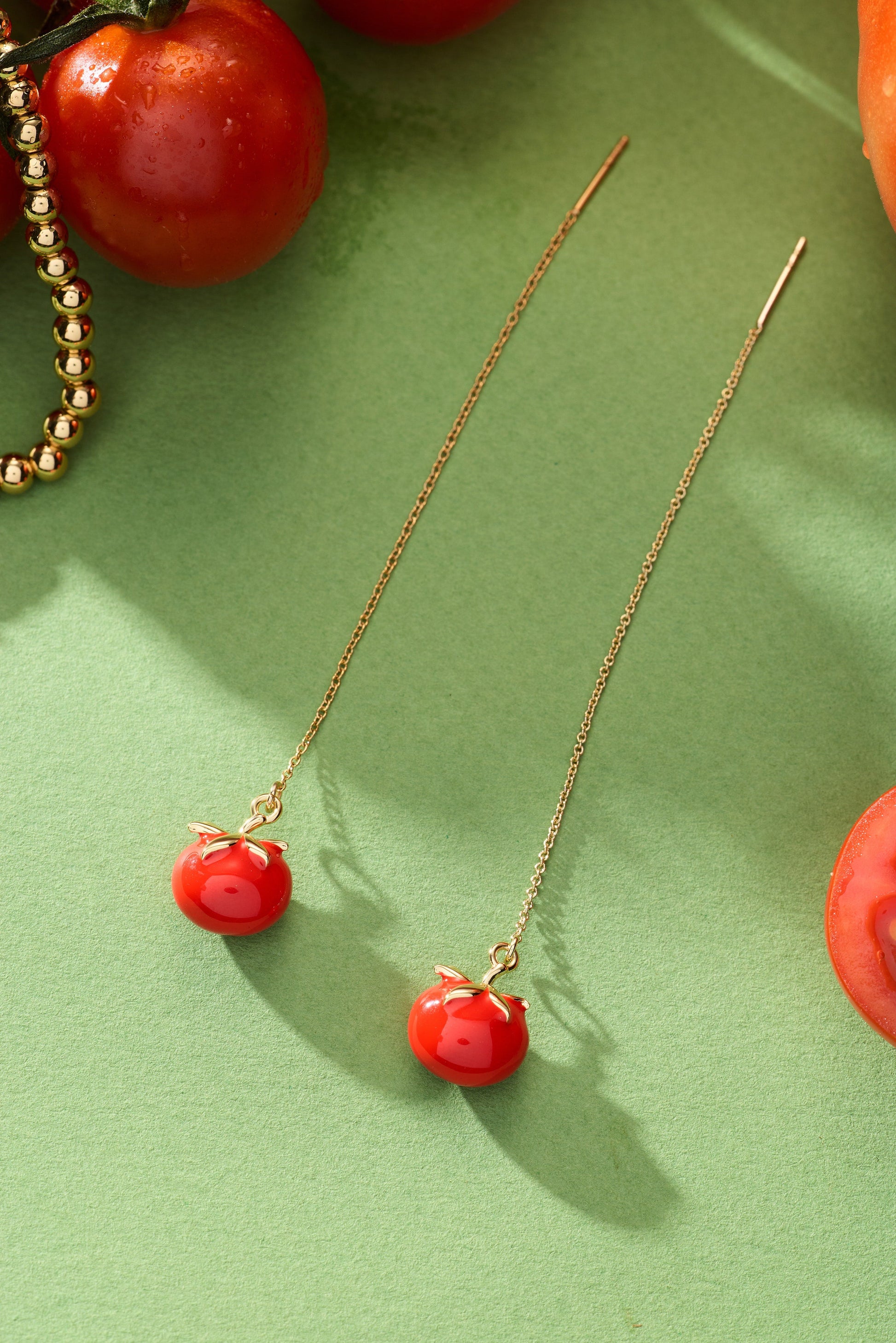 Farmers' Market Tomato Threader Earrings Gold