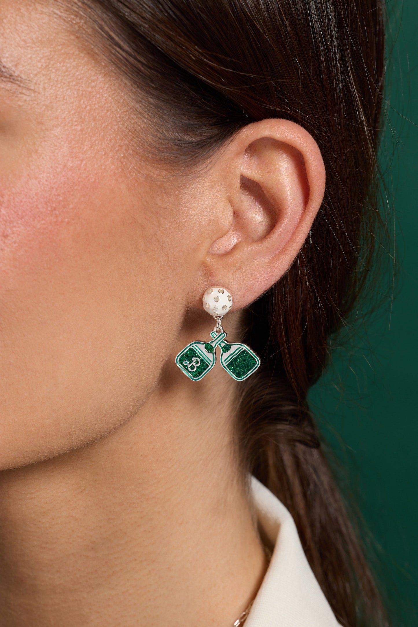 Barbie™ Pickleball Drop Earrings Silver