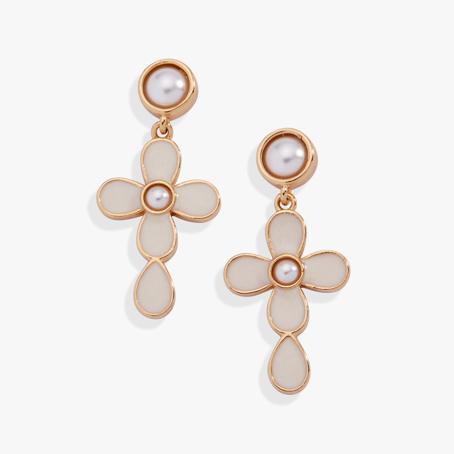 Coquette Christian Cross Drop Earrings Gold