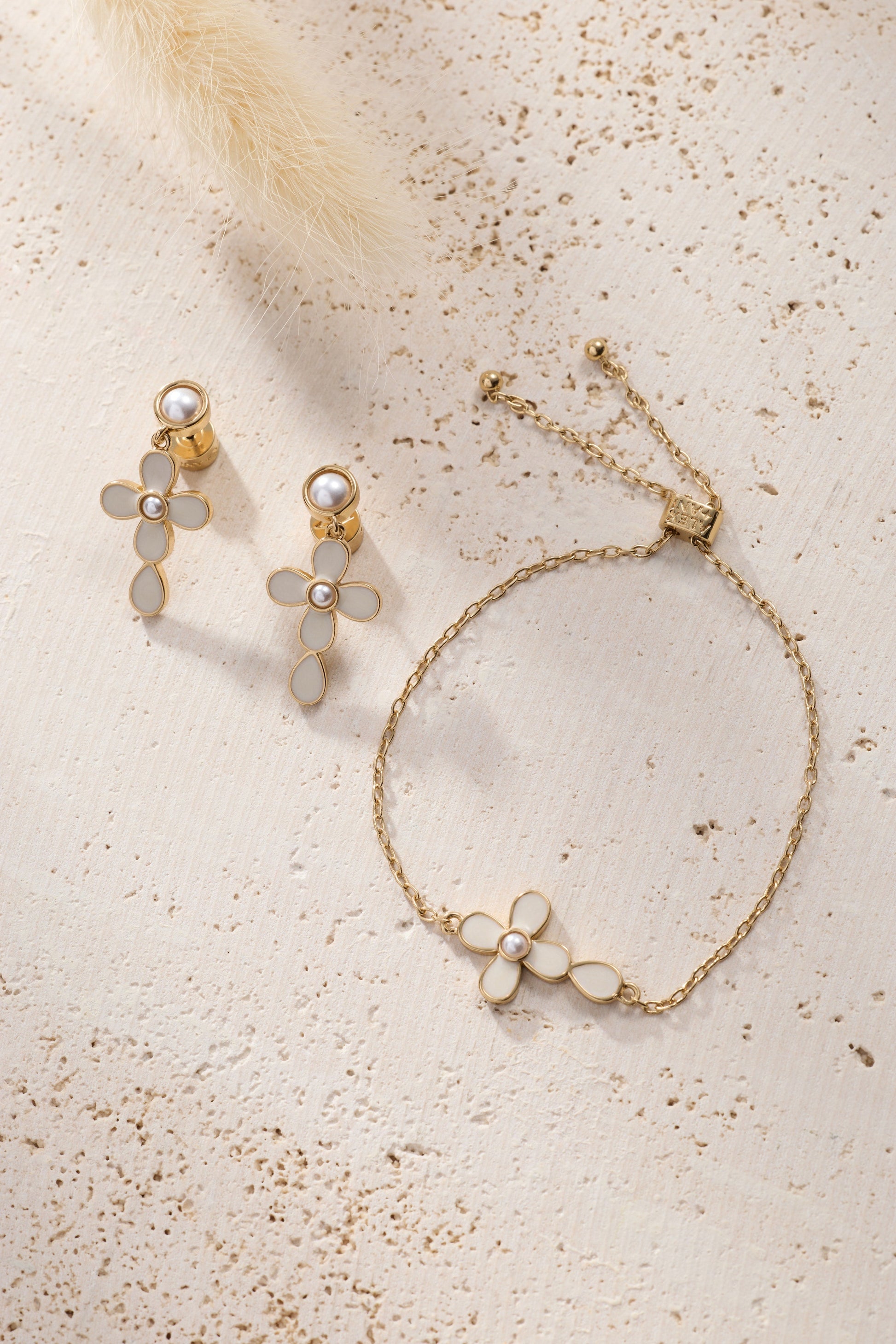 Coquette Christian Cross Drop Earrings Gold