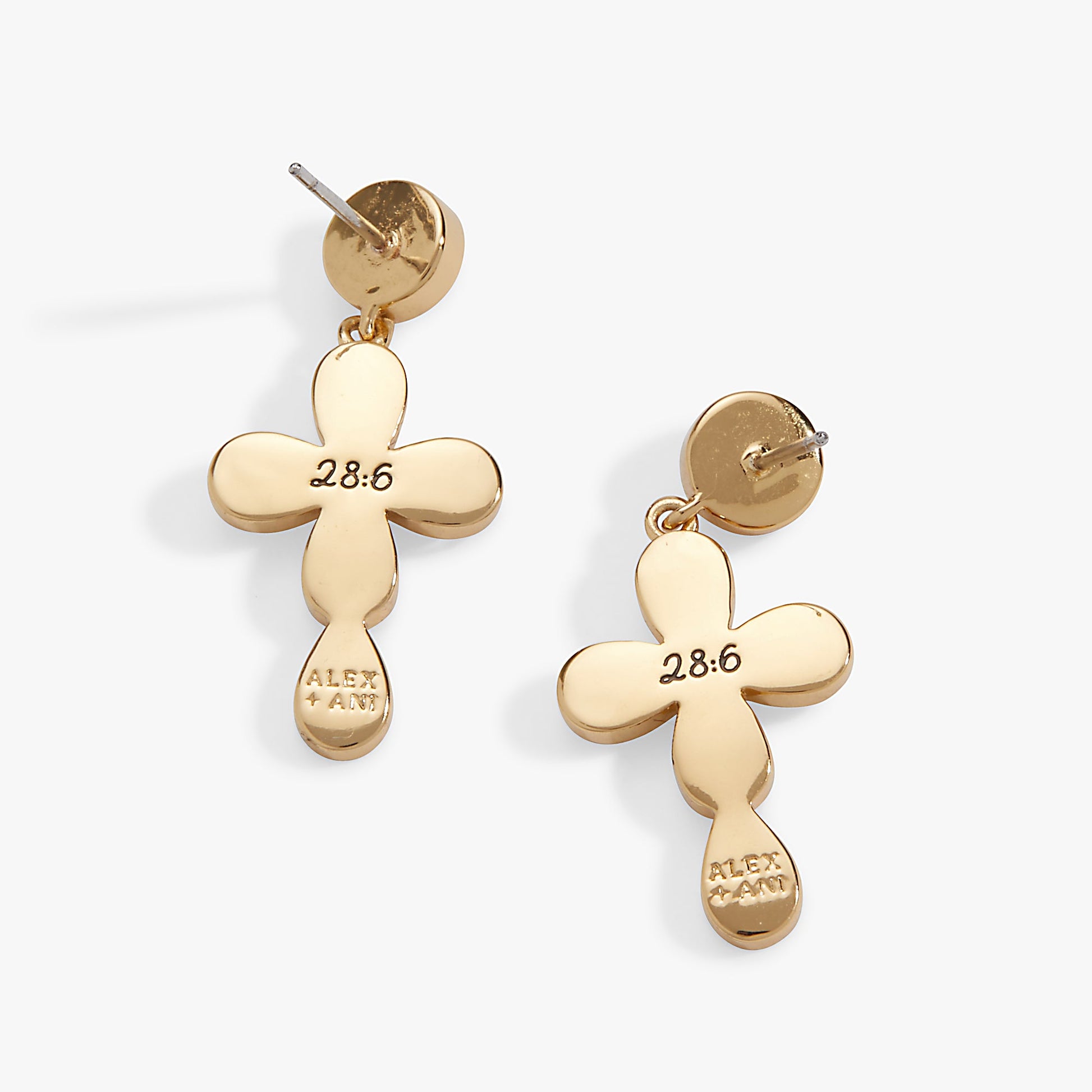 Coquette Christian Cross Drop Earrings Gold