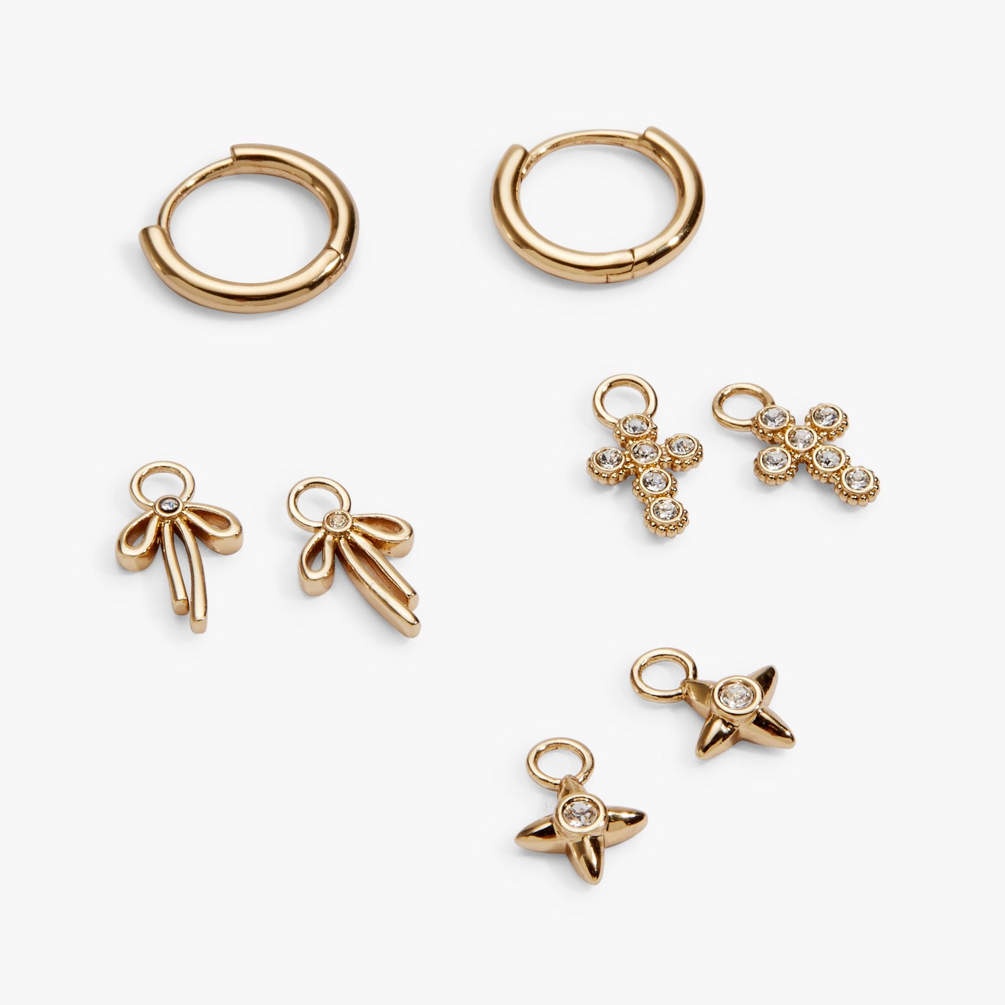 Coquette Christian Huggie Earring Set Gold