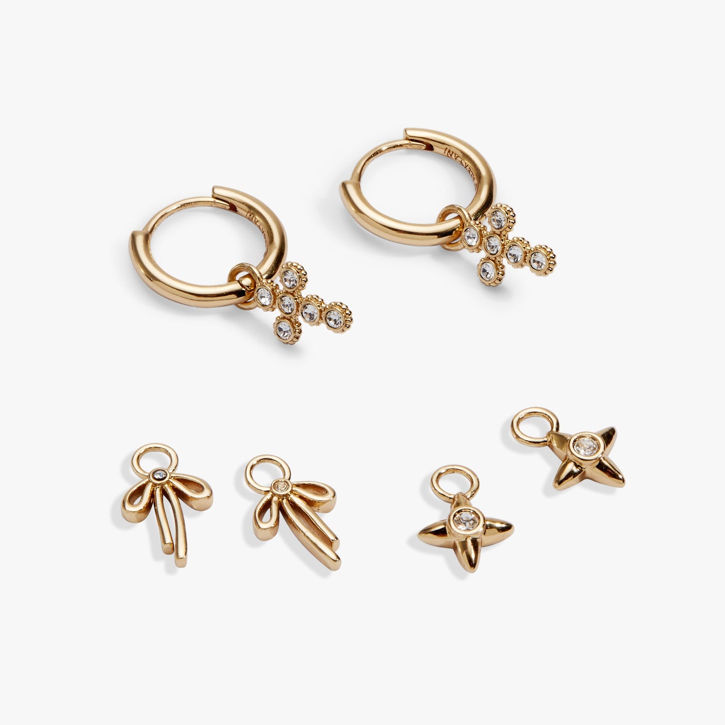 Coquette Christian Huggie Earring Set Gold
