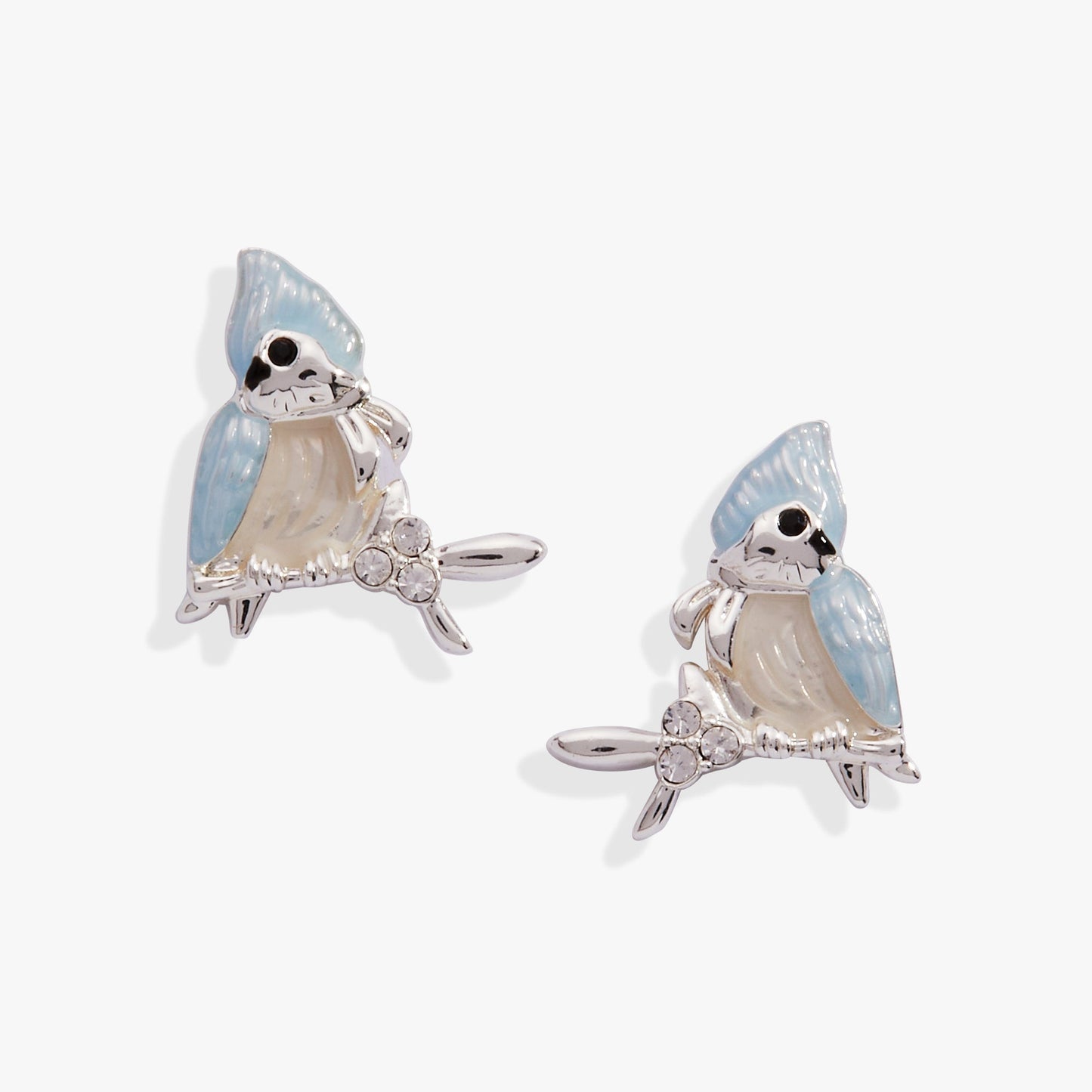 Tufted Titmouse Stud Earrings Silver