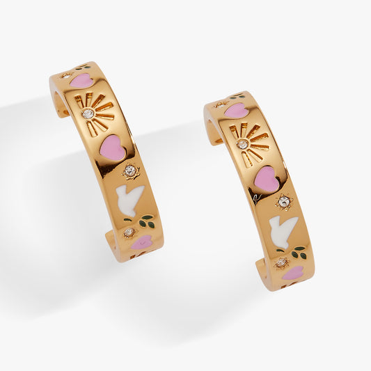 Pray, wait and Trust hoop earring Gold