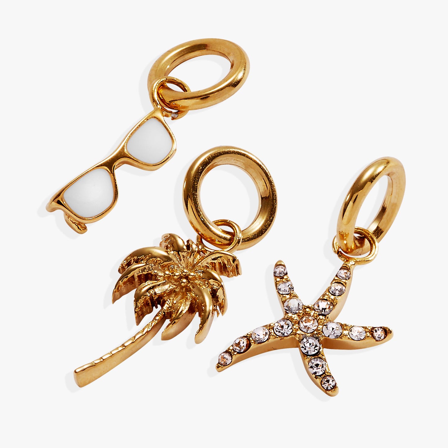 Beach Vacation Mini Charm Set Stainless Steel Gold