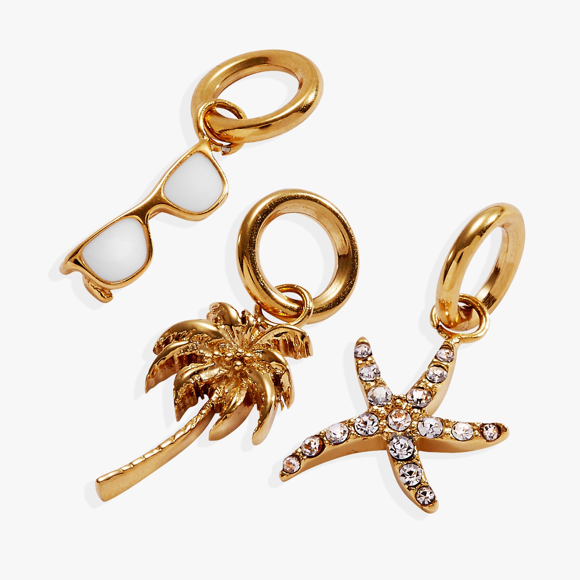 Beach Vacation Mini Charm Set Stainless Steel Gold