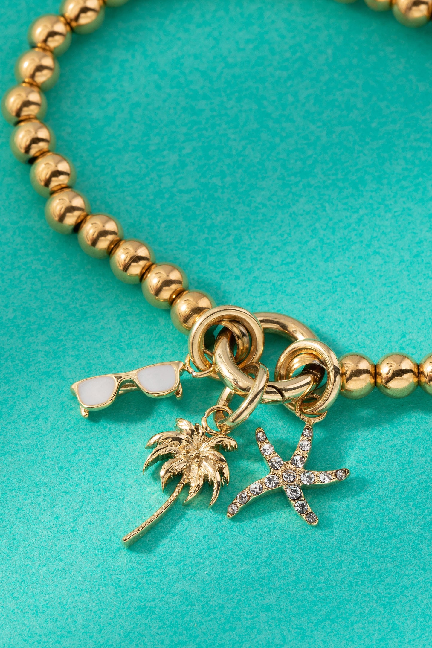 Beach Vacation Mini Charm Set Stainless Steel Gold