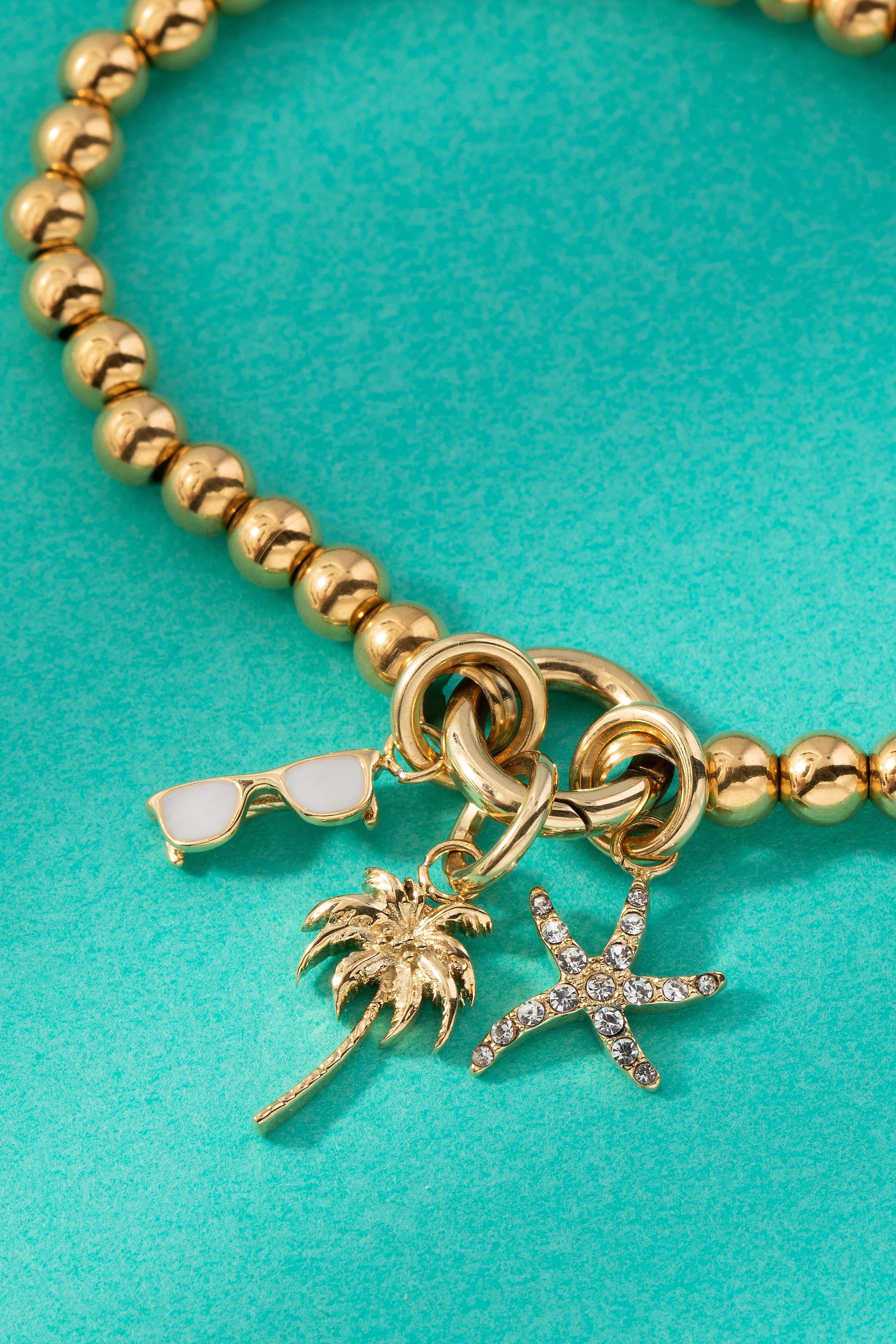 Beach Vacation Mini Charm Set Stainless Steel Gold