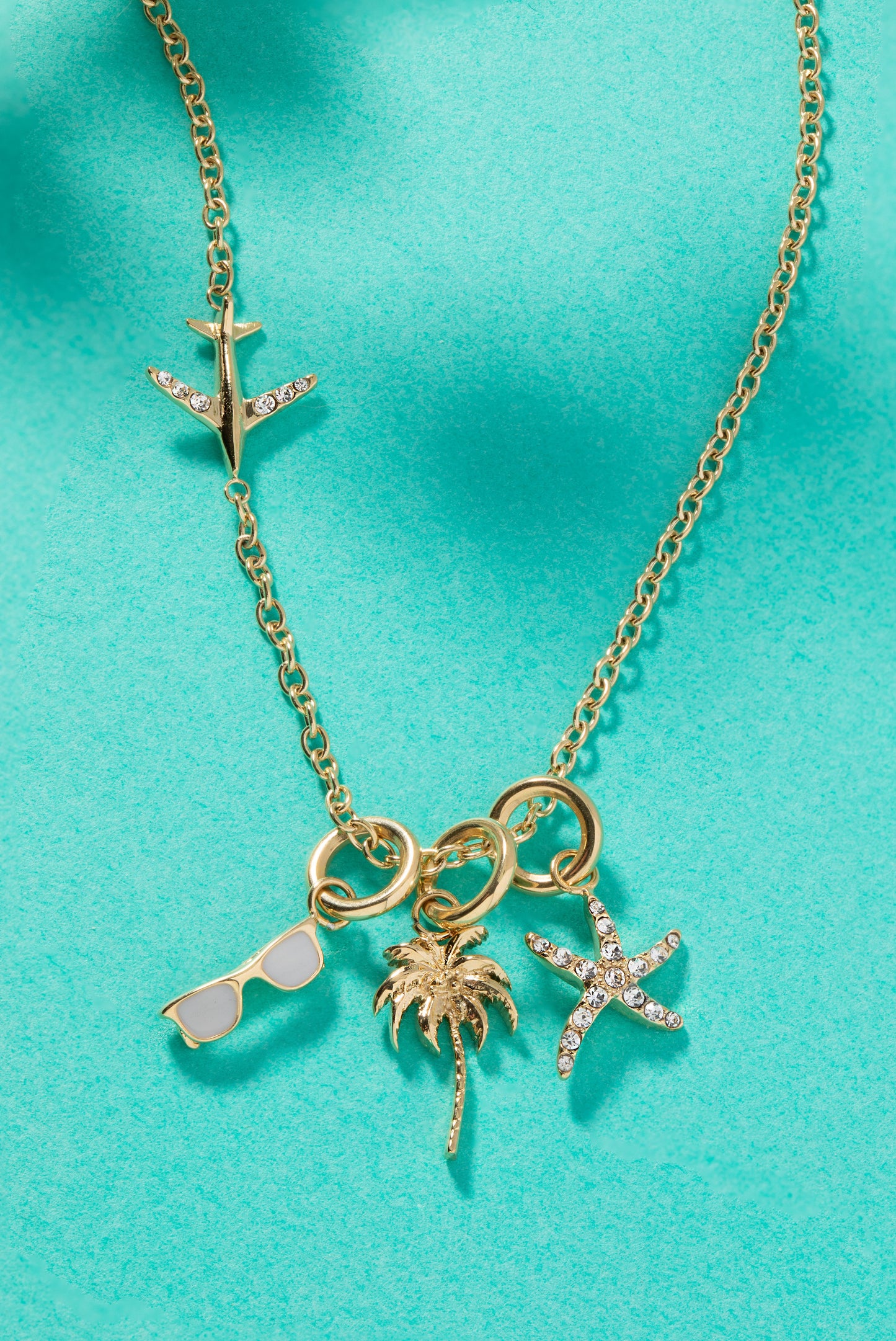 Beach Vacation Mini Charm Set Stainless Steel Gold