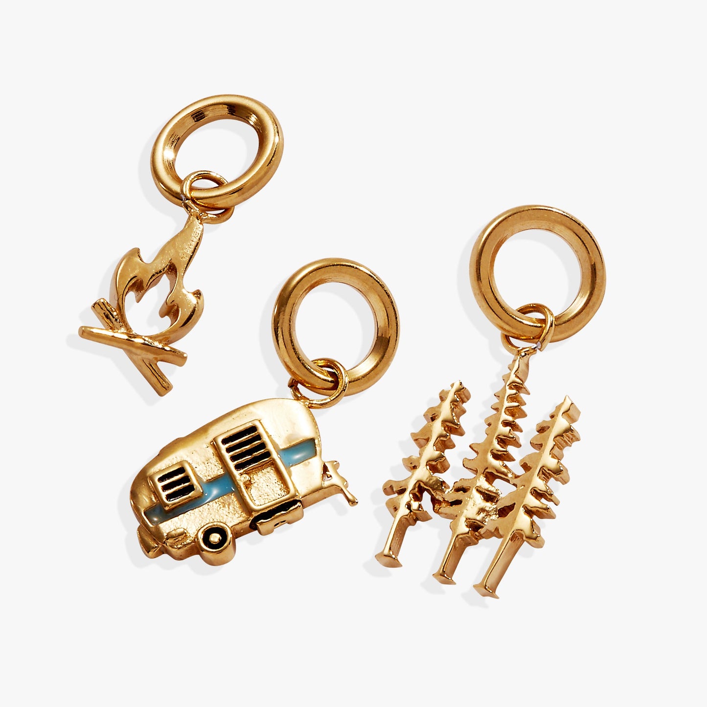 Mountain Vacation Mini Charm Set Stainless Steel Gold