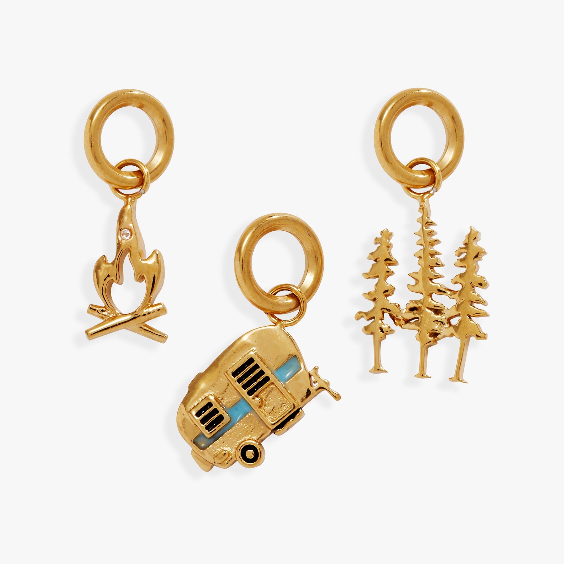 Mountain Vacation Mini Charm Set Stainless Steel Gold