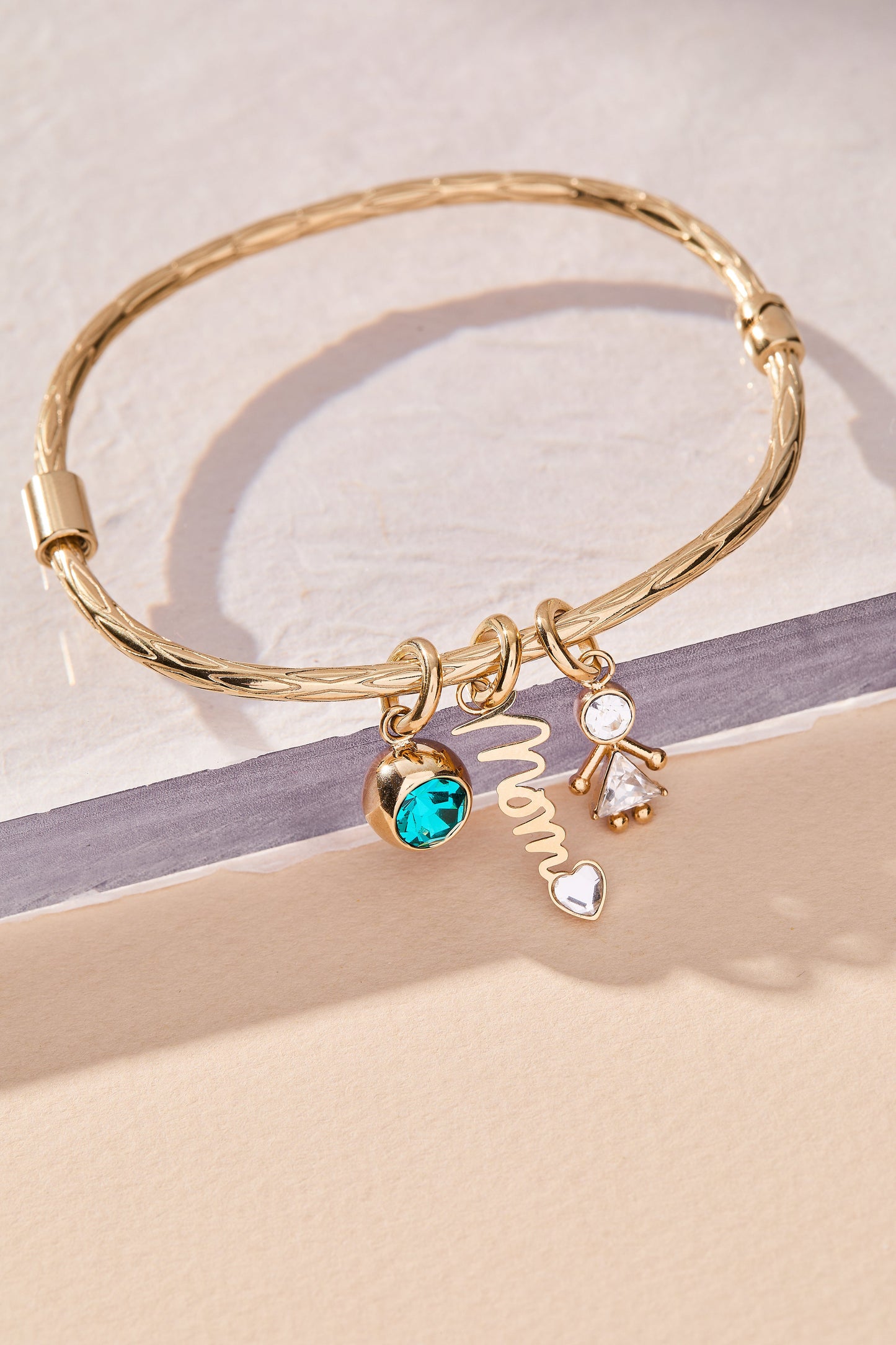 Mom' Elongated Interchangeable Charm
    
    
    
       Stainless Steel Gold