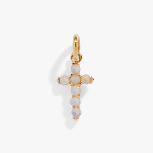 Opal Cross Interchangeable Charm Stainless Steel Gold