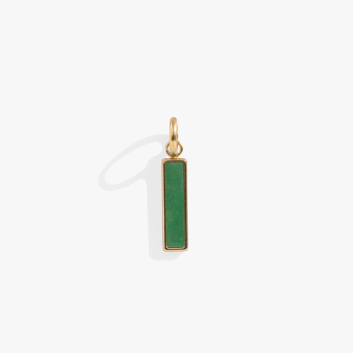 Green Aventurine Gemstone Interchangeable Bar Charm Stainless Steel Gold