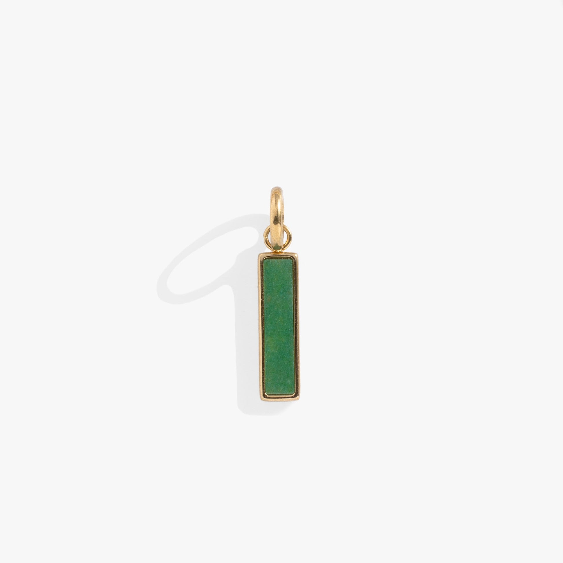 Green Aventurine Gemstone Interchangeable Bar Charm Stainless Steel Gold