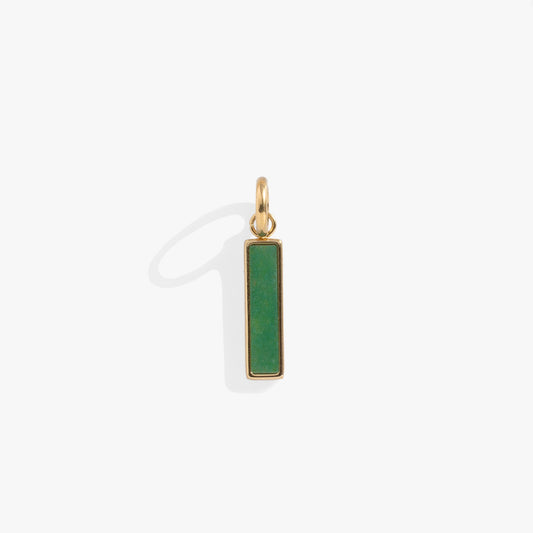 Green Aventurine Gemstone Interchangeable Bar Charm Stainless Steel Gold