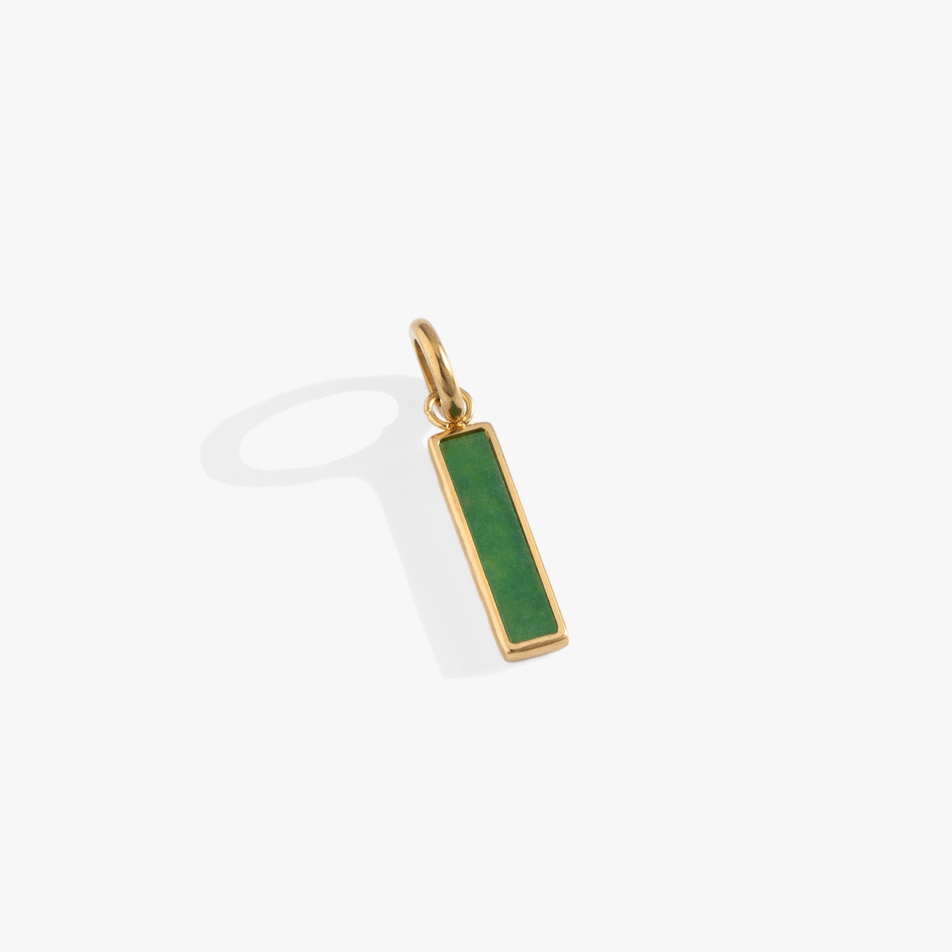 Green Aventurine Gemstone Interchangeable Bar Charm Stainless Steel Gold