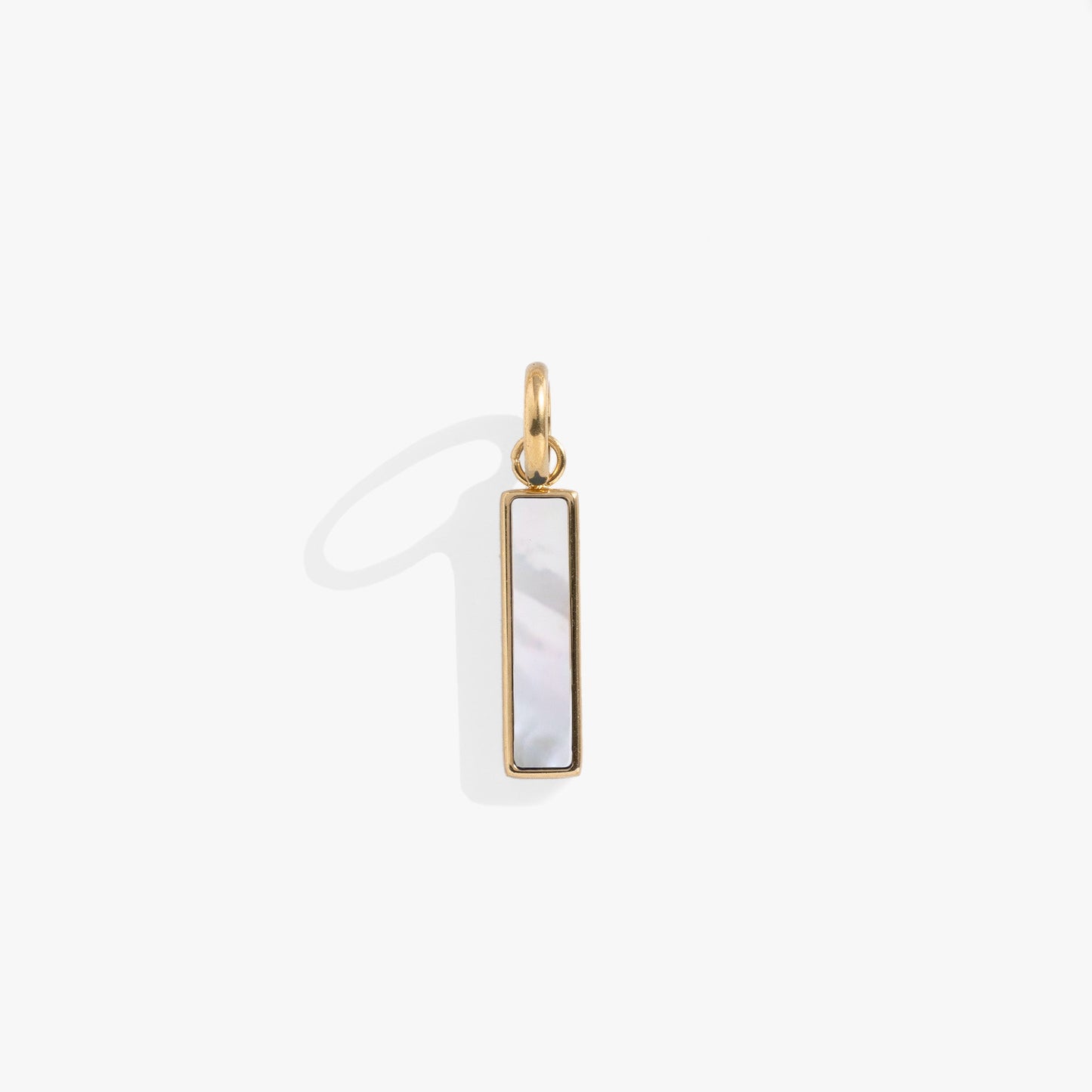 Mother of Pearl Gemstone Interchangeable Bar Charm Stainless Steel Gold