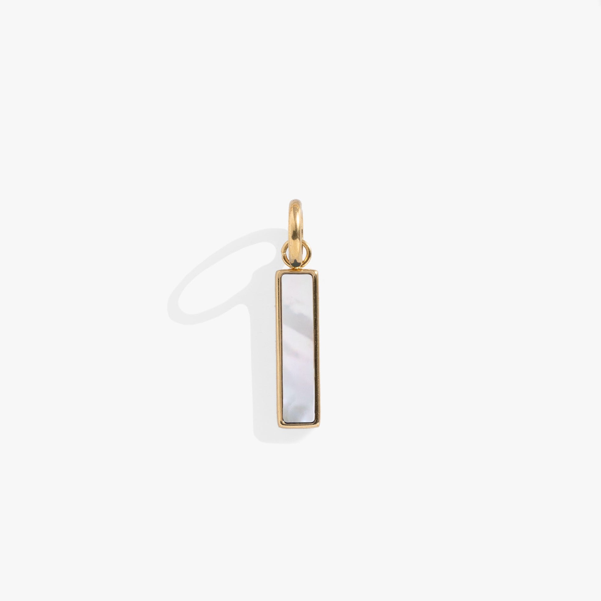 Mother of Pearl Gemstone Interchangeable Bar Charm Stainless Steel Gold
