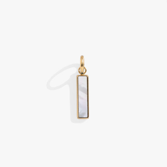 Mother of Pearl Gemstone Interchangeable Bar Charm Stainless Steel Gold