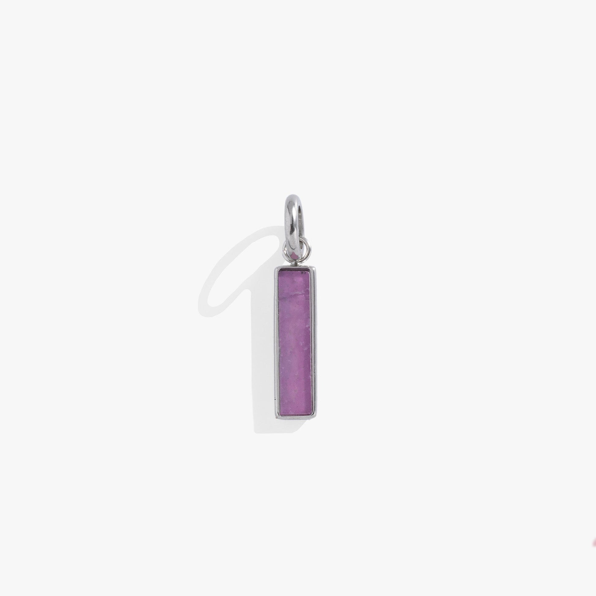 Amethyst Gemstone Interchangeable Bar Charm Stainless Steel Silver