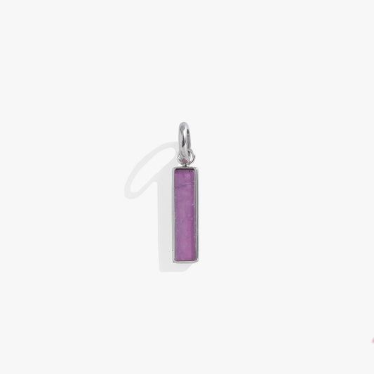 Amethyst Gemstone Interchangeable Bar Charm Stainless Steel Silver