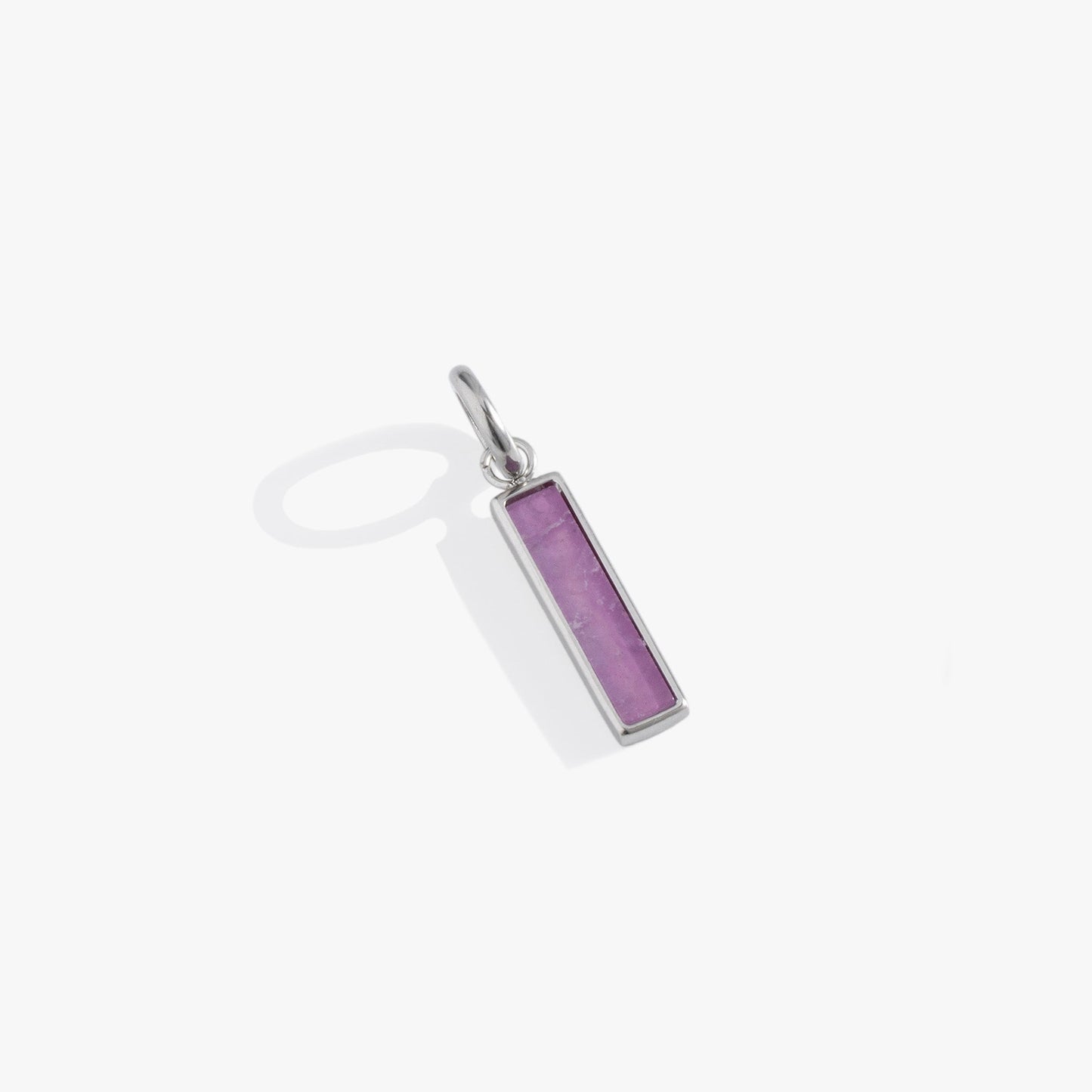 Amethyst Gemstone Interchangeable Bar Charm Stainless Steel Silver