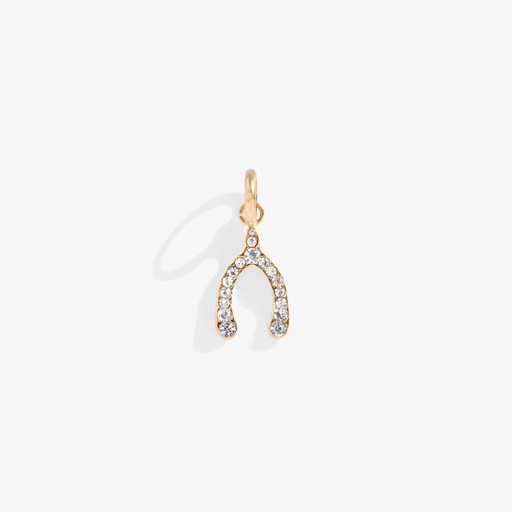 Pave Wishbone Interchangeable Charm​ Stainless Steel Silver
