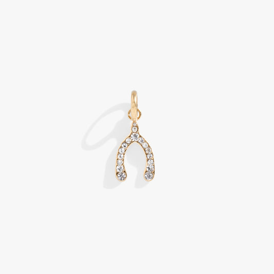 Pave Wishbone Interchangeable Charm​ Stainless Steel Silver
