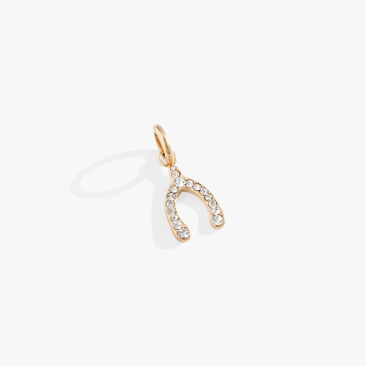 Pave Wishbone Interchangeable Charm​ Stainless Steel Silver